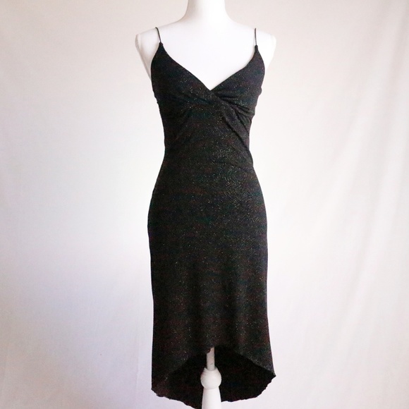 Vintage Dresses & Skirts - 🌟Last Chance🌟90s Black Glitter Hi Lo Dress S